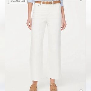 J Crew Factory Wide Leg Crop Jeans in White